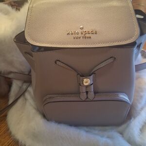 kate spade mini backpack in taupe  leather with gold hardware